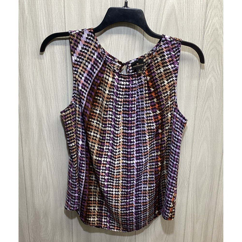 WORTHINGTON Women's (Size L) Sleeveless Round Neck Button Back Shirt Lightweight